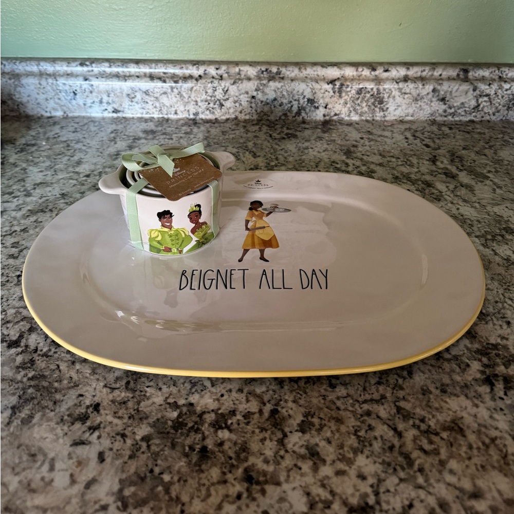 Rae Dunn Princess and The Frog Measuring Cup / Serving Tray Set